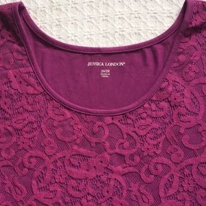 CROCHET OVERLAY FUSHIA TOP JESSICA LONDON
